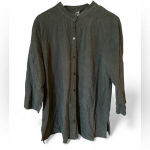 Focus Casual Life Button Front Tunic Gauze Shirt Size XL Embroidered Cotton